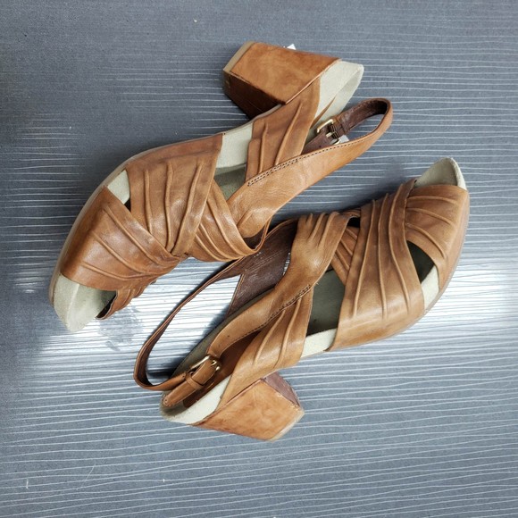 Earthies Shoes Earthies Womens Size Mustang Brown Leather Chunky